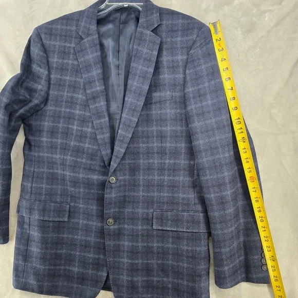 Brooks Brothers Regent Sport Coat Mens 44L Blue Plaid Reda 100% Wool Blazer